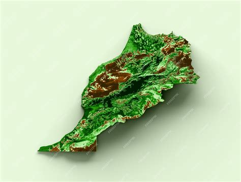 Carte Topographique Du Maroc Carte Réaliste 3d Illustration 3d Couleur