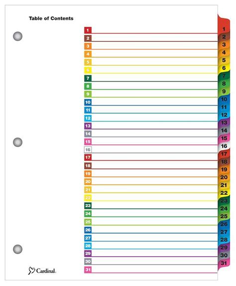 Blank Table To Contents Printable Page Free