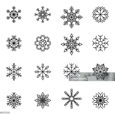 Winter Snowflake Silhouette Collection For Christmas Design Stock Illustration Download Image