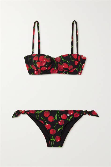 Dolce Gabbana Printed Balconette Bikini Red ShopStyle Two Piece