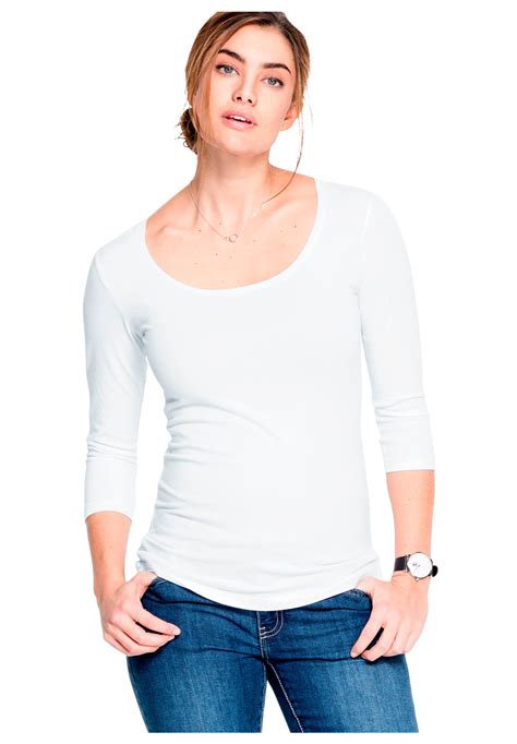 Ellos Women S Three Quarter Sleeve Scoop Neck Tee T Shirt Walmart