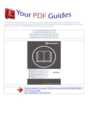 Fillable Online Operating Instructions HUSQVARNA TS 73 R User Manual