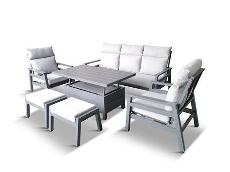 Barcelona Aluminium Lounge Dining Set Inc Adjustable Table By Lg