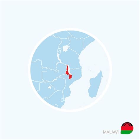 Kaartpictogram Van Malawi Blauwe Kaart Van Afrika Met Gemarkeerde