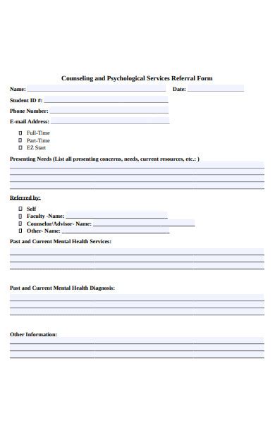 Free 47 Sample Counseling Referral Forms In Pdf Ms Word Doc