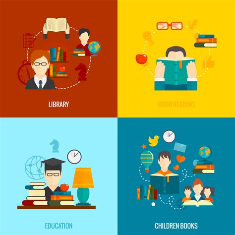 Reading Flat Set 429252 Vector Art at Vecteezy