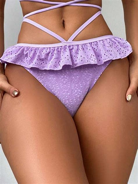 Schiffy Ruffle Trim Bikini Bottom SHEIN USA