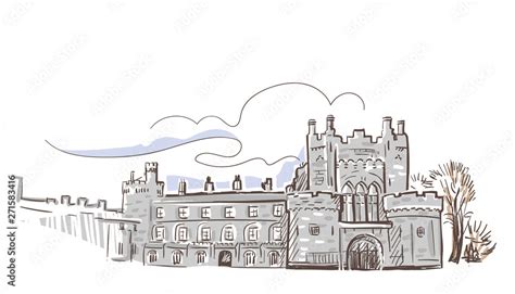 line art isolated Kilkenny castle vector sketch Stock Vector | Adobe Stock