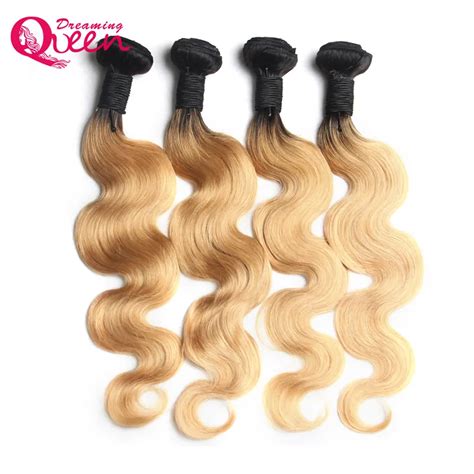 T1B 27 Honey Blonde Ombre Color Brazilian Body Wave Hair Bundles Brazilian Virgin Human Hair