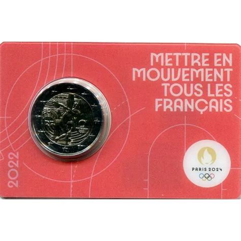 2 EURO FRANCIA 2022 Fdc COINCARD Giochi Olimpici Di Parigi 2024 ROSSO