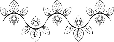 Monochrome Border Edge Pattern With Decorative Flowers And Leaves