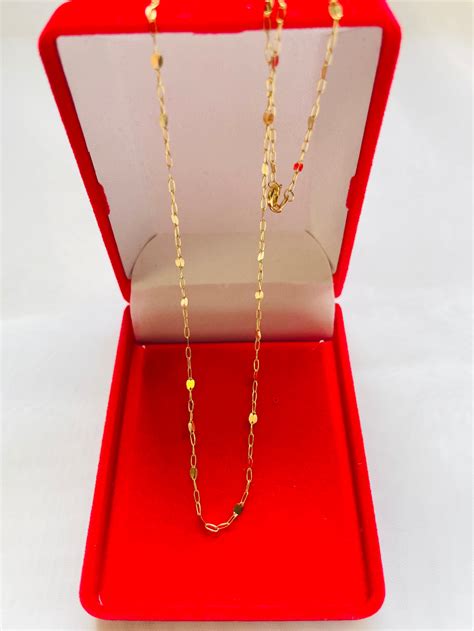 18k Real Gold Mirror Chain Necklace 18 Inches 138 Grams Etsy