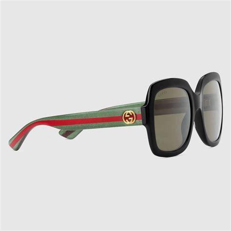 Gucci Oversize Square Frame Sunglasses With Web Detail