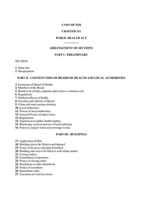 Public Health Act An Act Relating To Public Health No Of