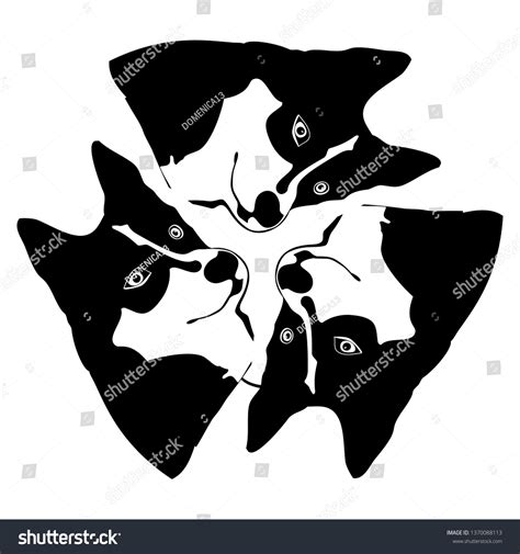 Silhouette Cartoonish Big Black White Dog Stock Vector (Royalty Free