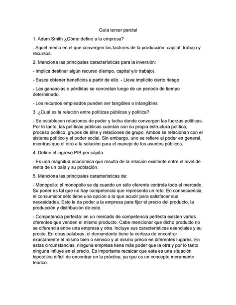 Guía tercer parcial microeconomia Guía tercer parcial Adam Smith