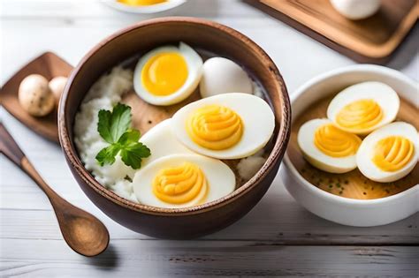 Premium AI Image | a bowl of rice with eggs, rice, and a bowl of rice.