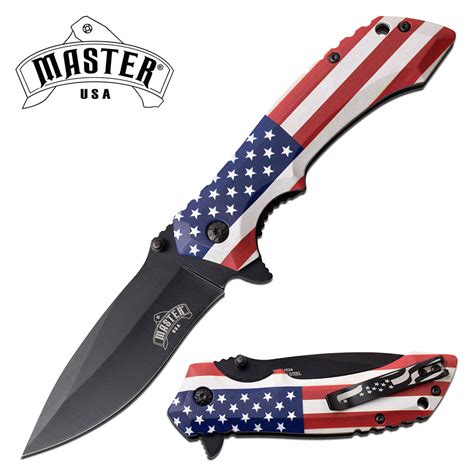 825 Master Usa Flag Spring Assisted Tactical Folding Pocket Knife Op