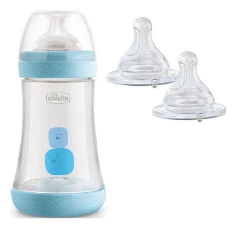 Chicco Perfect5 Mamadeira 240Ml Azul 2M E Bico Perfect Fluxo Médio 2M