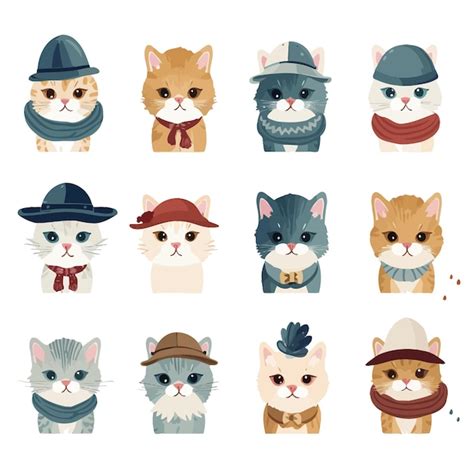 Pegatinas De Gato Para Ni Os Vector Premium