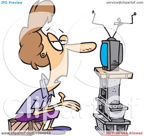 Royalty Free Rf Clip Art Illustration Of A Cartoon Woman Watching Tv