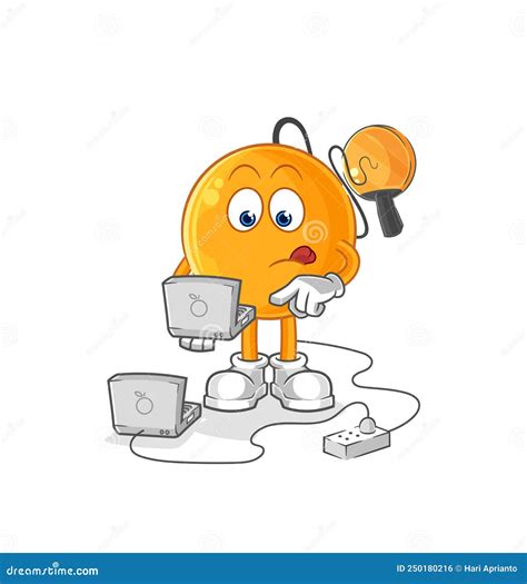 Paddle Ball with Laptop Mascot. Cartoon Vector Stock Vector - Illustration of cute, mascot ...