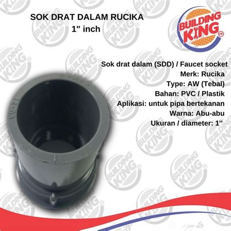 Rucika Sok Sock Drat Dalam Sdd Pvc Inch Aw Tebal Faucet Socket