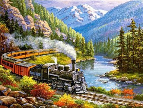 5D DIY Cross Stitch Diamond Painting Kits Train NB0110