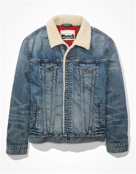 Buy American Eagle Men Blue Sherpa Denim Jacket Online 755504