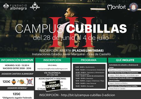 Conoce todos los detalles del III Campus David Cubillas - Castellón