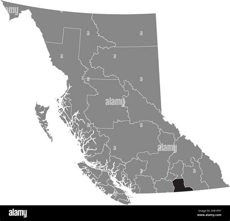 Black Flat Blank Highlighted Location Map Of The KOOTENAY BOUNDARY