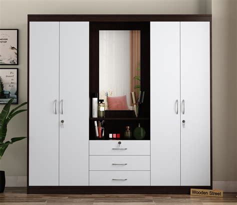 Buy Celestin Four Door Wardrobe With Dressing Table Flowery Wenge