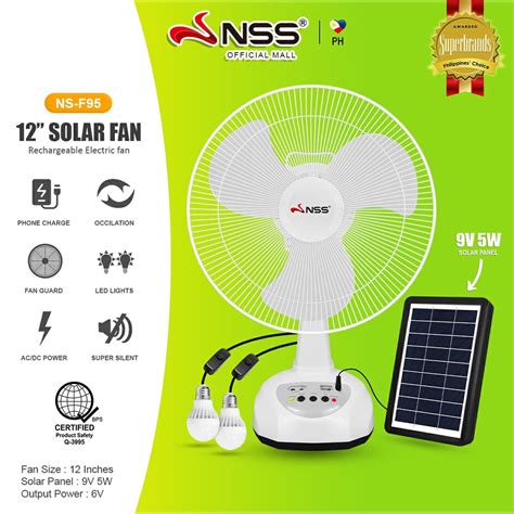 Nss Solar Fan With Panel Solar Electric Fan Rechargeable Fan With