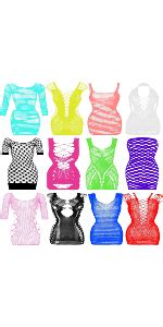 Amazon Geyoga 12 Pieces Women S Fishnet Lingerie Mesh Babydoll Bodysuit Lace Smock Lingerie