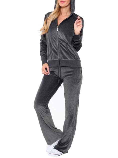 White Mark Womens Velour 2 Piece Set