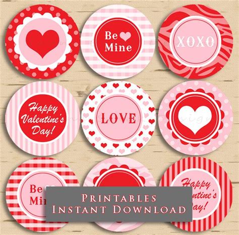 Valentine S Day Printable Cupcake Toppers Party Cute Valentine Inch