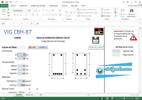 Materiales De IngenierÍa Y Obras Excel Para El Diseño Y Análisis De Vigas Rectangulares De