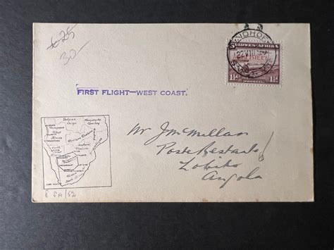 1939 German Southwest Africa Airmail First Flight Cover FFC To Lobito