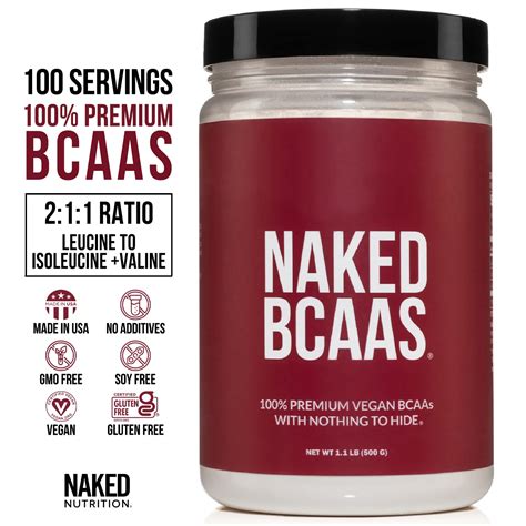 Naked BCAA Polvo de aminoácidos BCAA solo 1 ingrediente fórmula 100