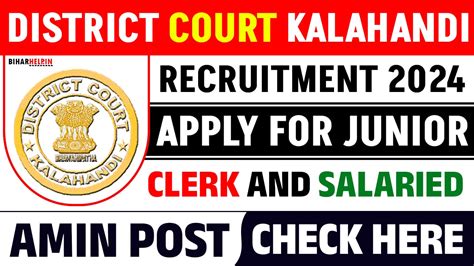 District Court Kalahandi Recruitment 2024 Apply For Junior Clerk And