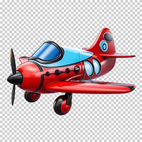 Premium PSD | Red airplane cartoon style isolated on transparent background