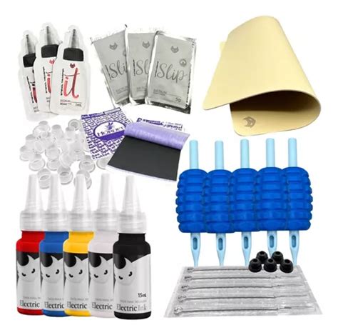 Combo Kit De Tatuagem Materiais Reposição Tintas E Agulhas