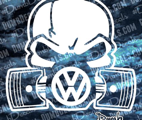 Vw Skull With Pistons Decal Dumbdecals