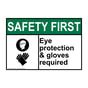 Safety First Sign Eye Protection Gloves Required Ansi Ppe