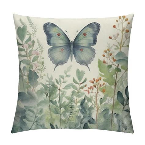 Ulloord Pillow Covers 18x18 Eucalyptus Leaves Mason Jar Butterfly This