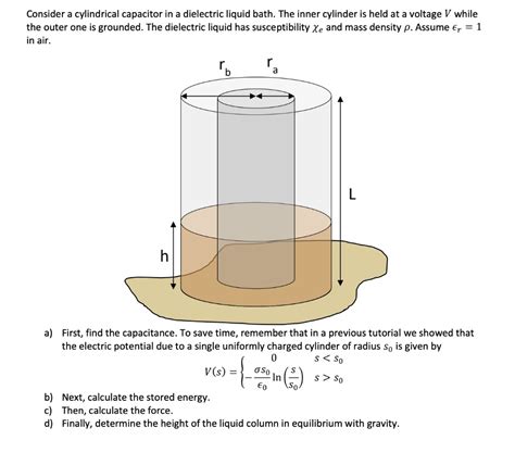 Consider A Cylindrical Capacitor In A Dielectric Liquid Bath The Inner Cylinder Is Held At A