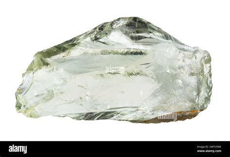 Specimen Of Natural Raw Prasiolite Mineral Cutout On White Background