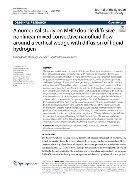 Pdf A Numerical Study On Mhd Double Diffusive Nonlinear Mixed