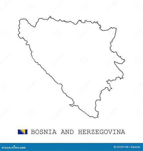 Bosnia And Herzegovina Map Line Linear Thin Vector Simple Outline E