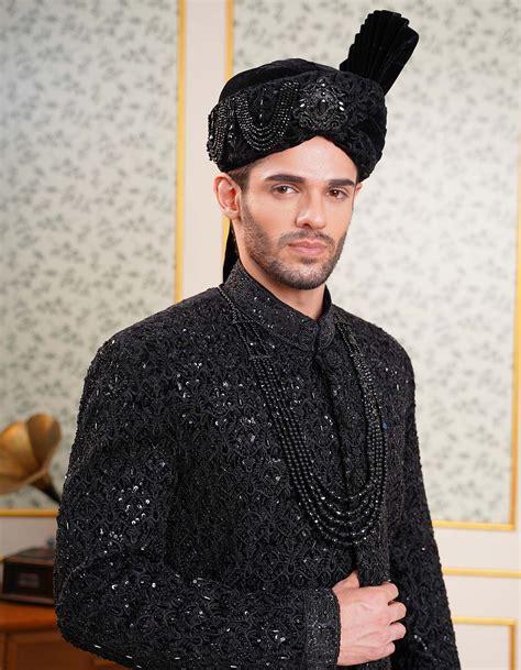 Black Wedding Sherwani Combo